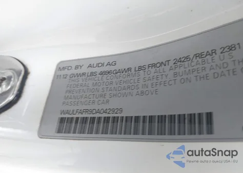 2013 Audi A5 2.0T Premium z USA, uszkodzony, nr VIN WAULFAFR9DA042929